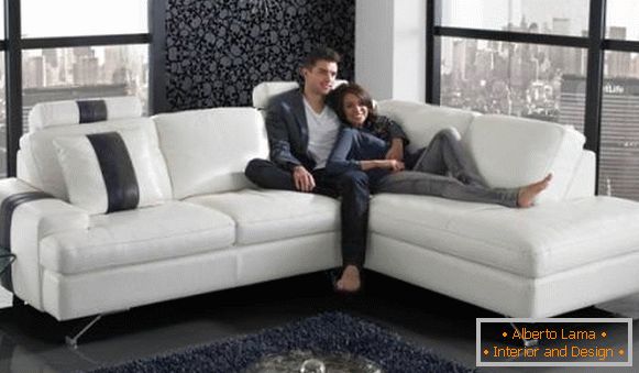 Diseño de sala de estar con sofá de esquina