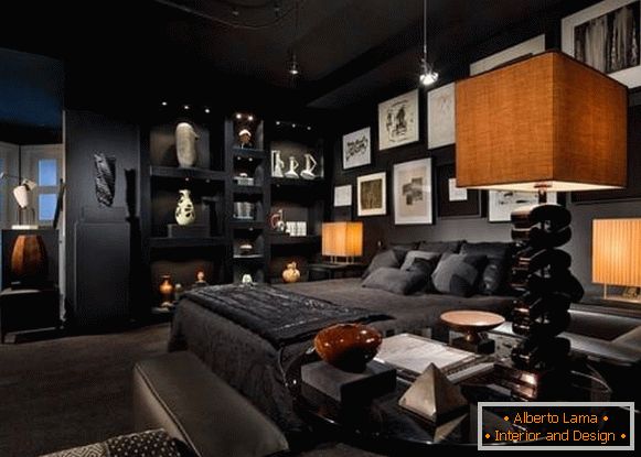Dormitorio de moda en negro