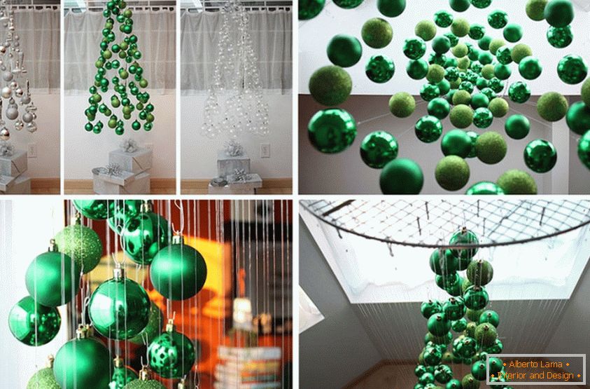 Decoración de un árbol de Navidad con bolas de Navidad