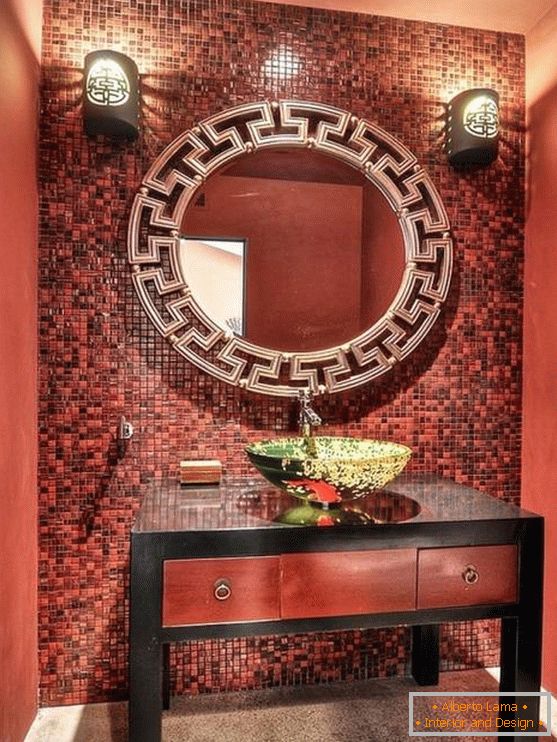 Color rojo del baño en estilo chino
