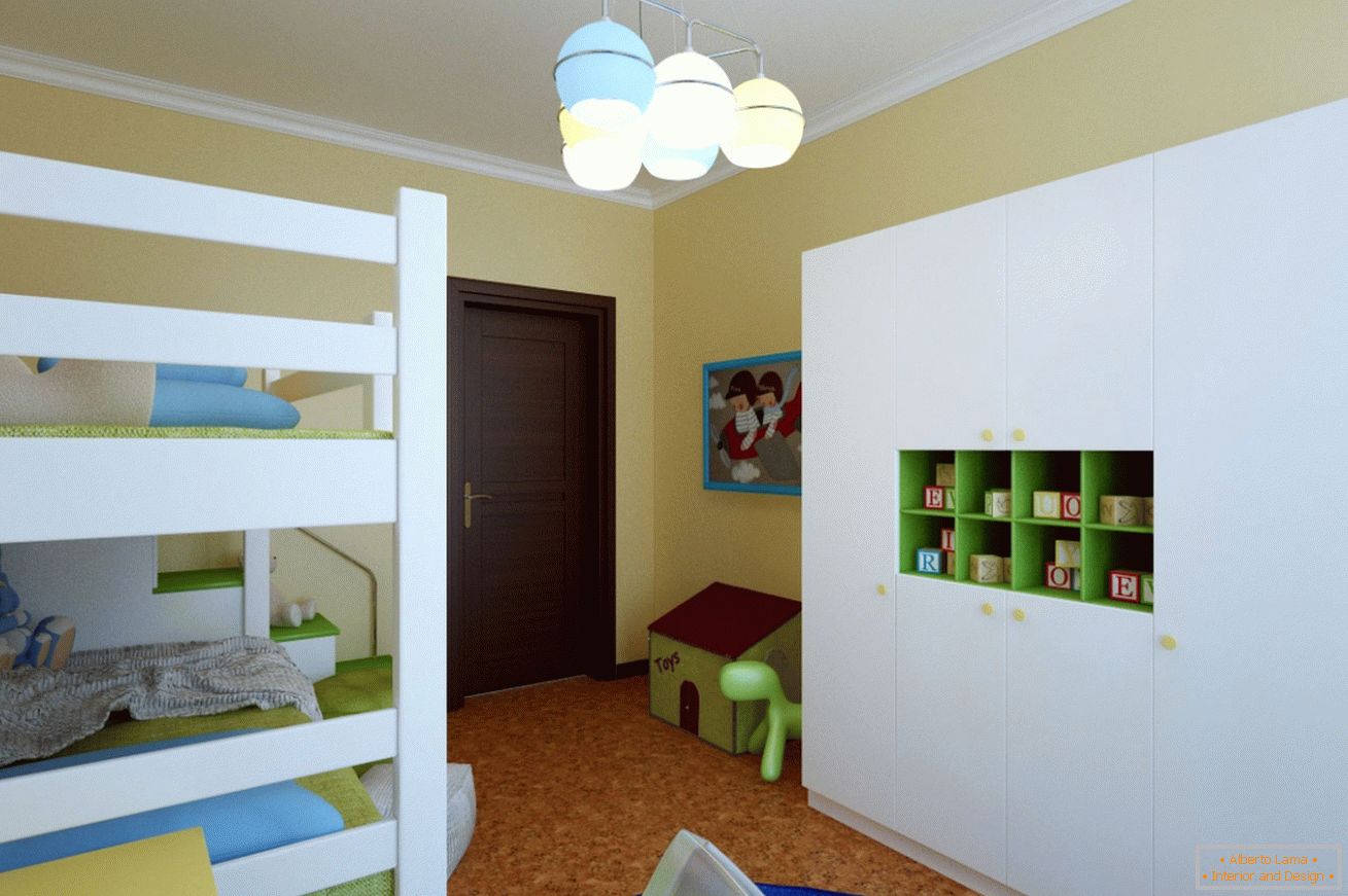 Diseño de una habitación para niños para dos niños