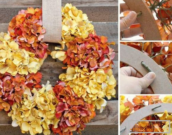 Cómo hacer una obra de arte una corona de otoño a partir de materiales improvisados
