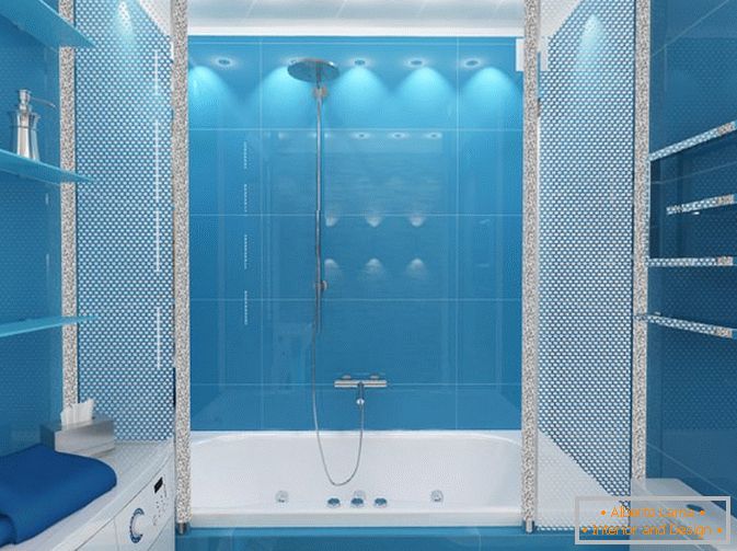 Diseño de baño lujoso en tonos azules