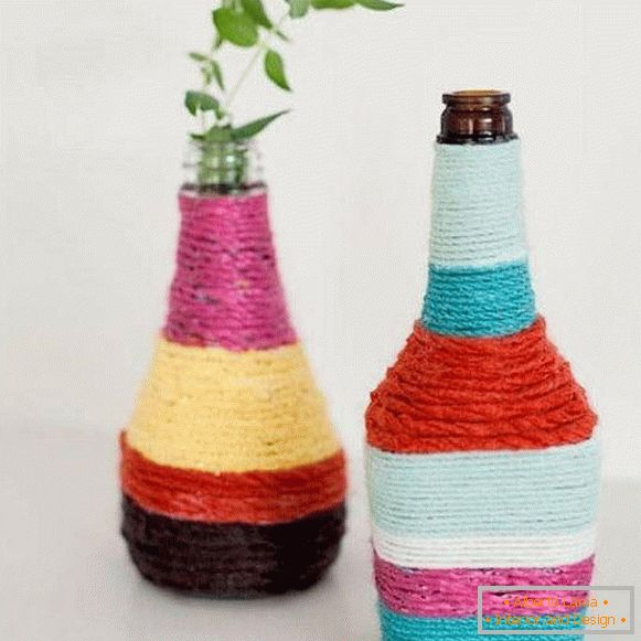 Botellas decoradas con hilos