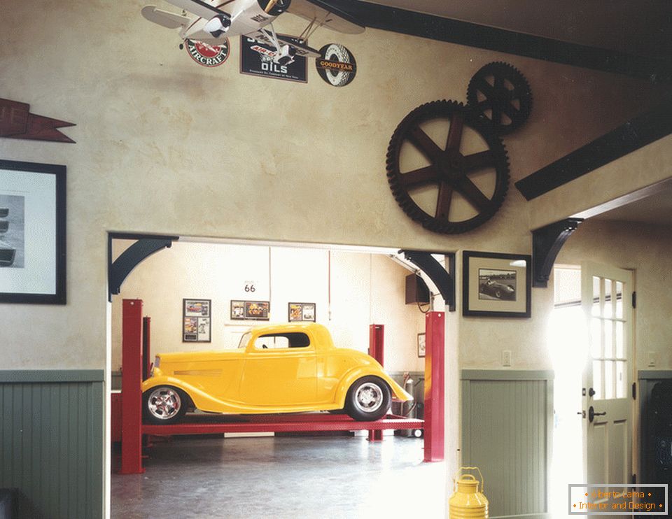 Interior del garaje en estilo retro