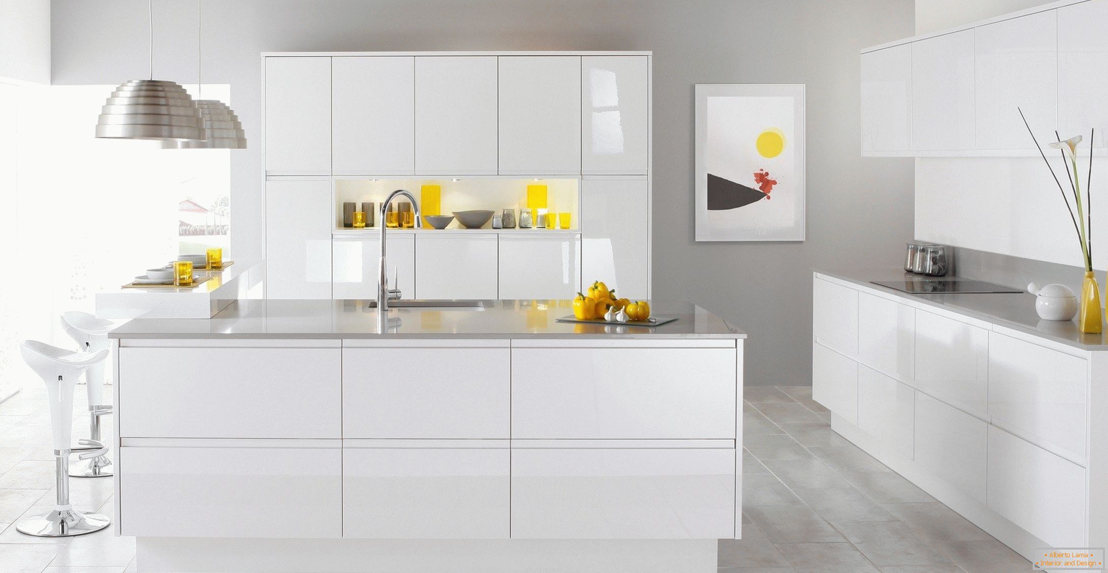 Elegante cocina blanca