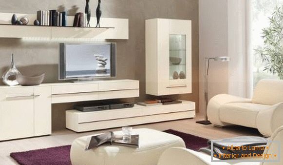 Muebles de sala modulares blancos en un estilo moderno