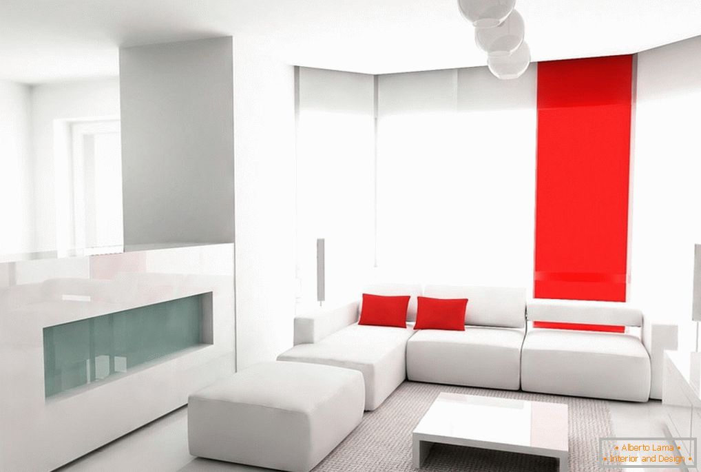 Interior en un estilo minimalista con muebles blancos