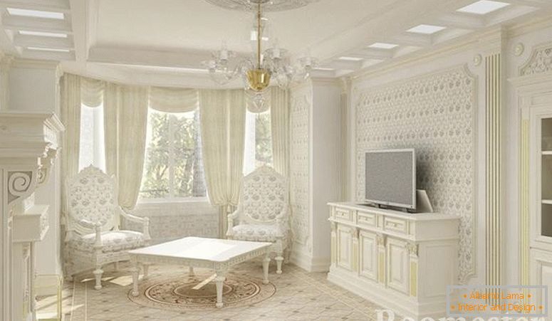 Interior en estilo Imperio con muebles blancos