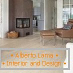 Muebles de color marrón en el diseño de la sala de estar