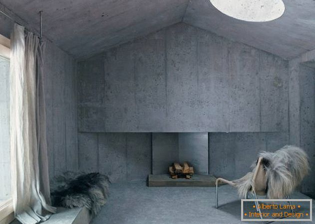 Interior minimalista de una casa de concreto