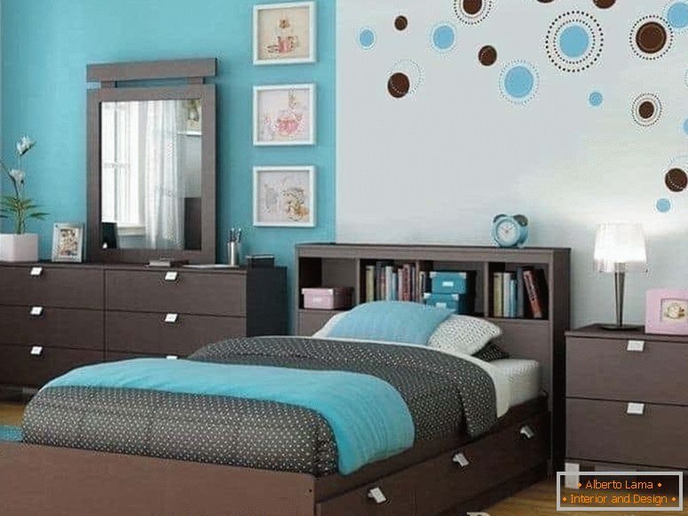 Decoración de dormitorio en color turquesa