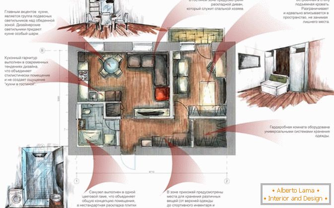 El diseño de un pequeño apartamento en Rusia
