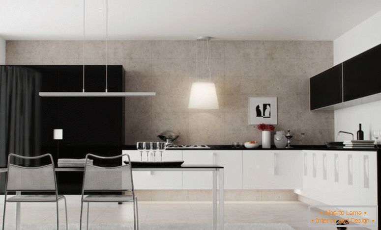 negro-cocina-gabinete-diseño-negro-blanco-cocina-gabinete-diseño
