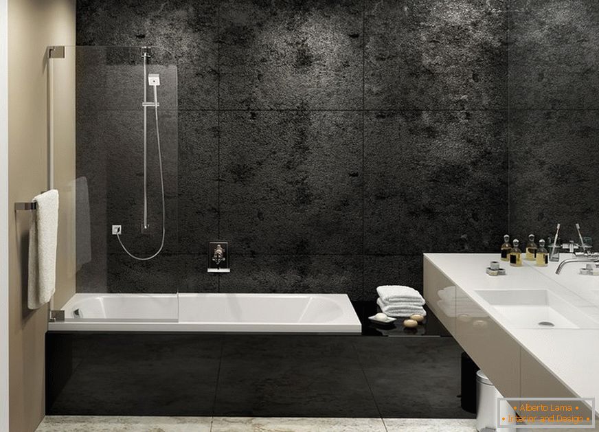 Azulejo negro en el baño