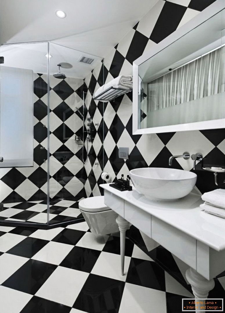 Cuarto de baño en blanco y negro-espectacular-juego-contrastes-4