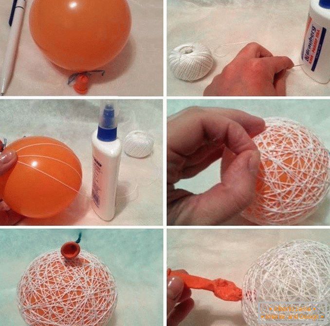 El proceso de hacer bolas de hilo