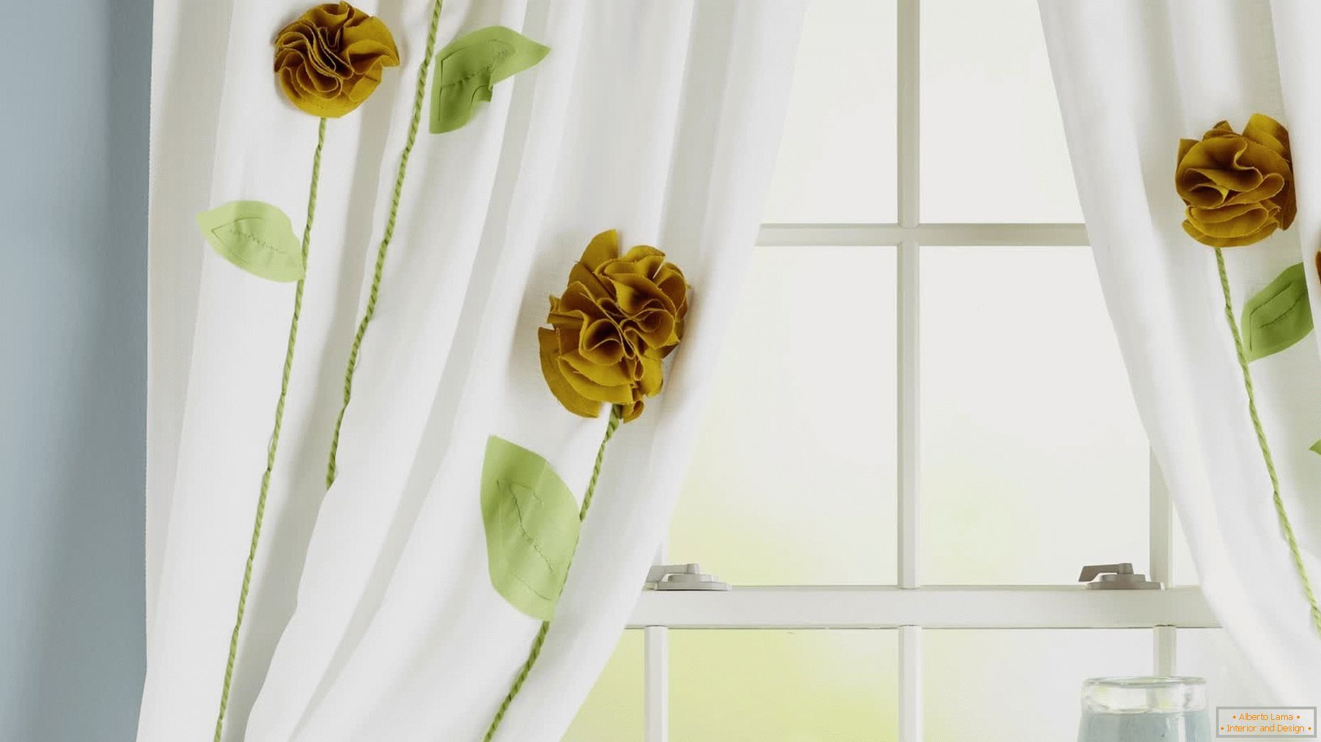 Rosas en cortinas
