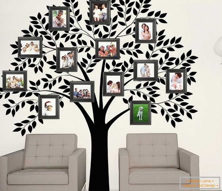 Apliques en la pared de un árbol genealógico