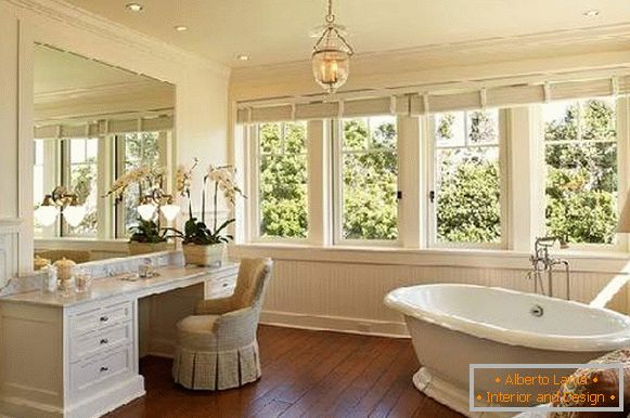 gran baño con diseño de foto de la ventana, foto 33