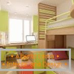 Habitación para niños con áreas de trabajo y dormitorio