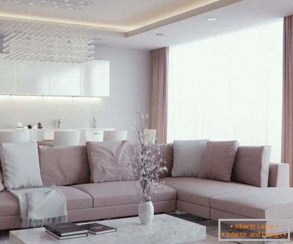 Hermoso diseño de sala de estar moderna en una casa privada