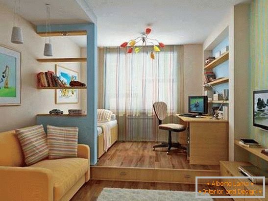 diseño de una habitación de un apartamento de dos habitaciones, foto 10