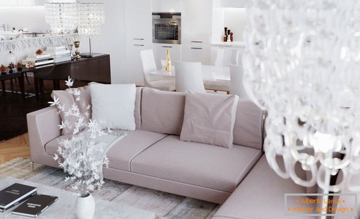 Diseño lujoso y glamoroso de la habitación de huéspedes en el estilo del art deco con iluminación correctamente seleccionada. Estilo Art Deco