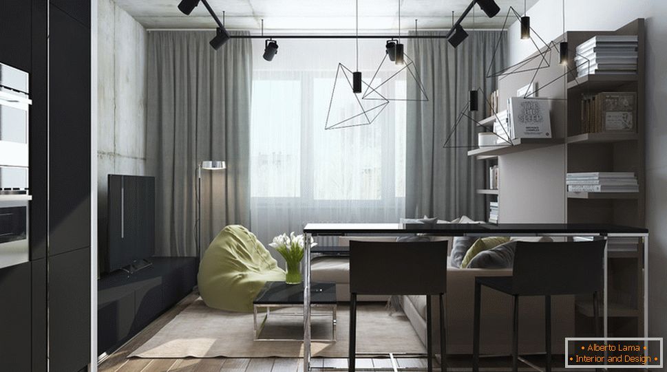Diseño interior de un pequeño departamento en tonos grises