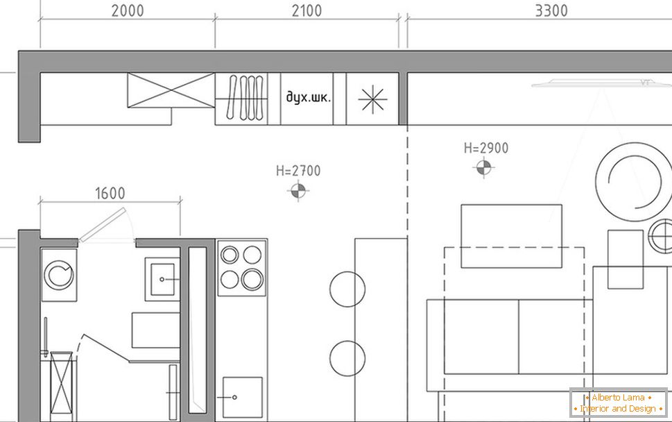 Diseño маленькой квартиры в серых тонах
