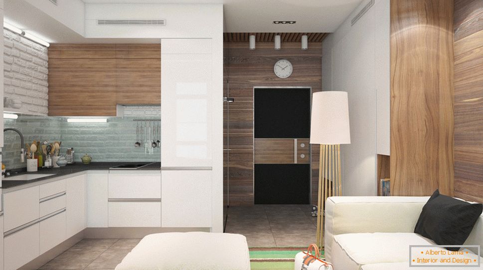 Diseño interior de un pequeño departamento en colores claros - фото 5