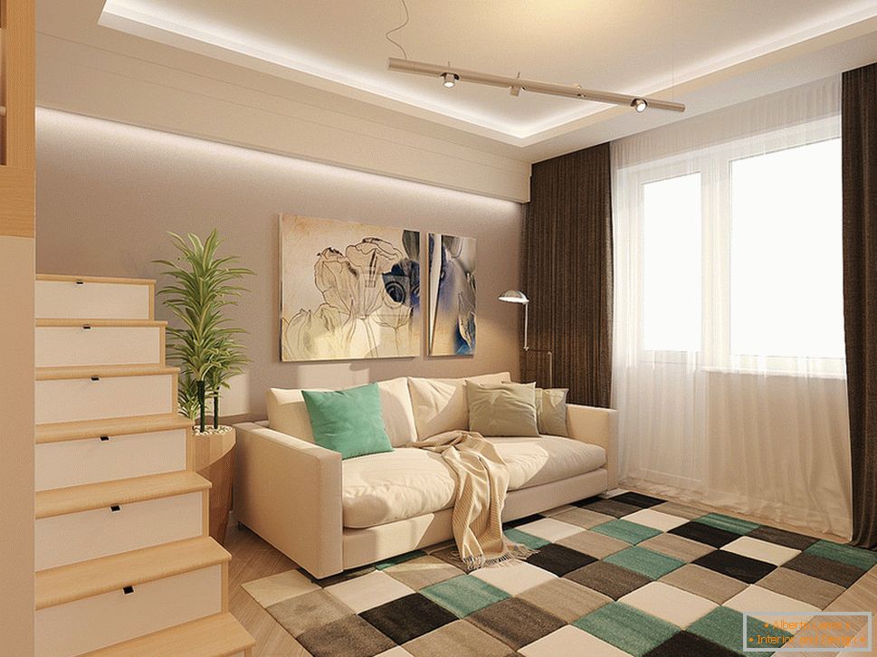 Diseño interior de un pequeño apartamento de dos niveles - фото 2