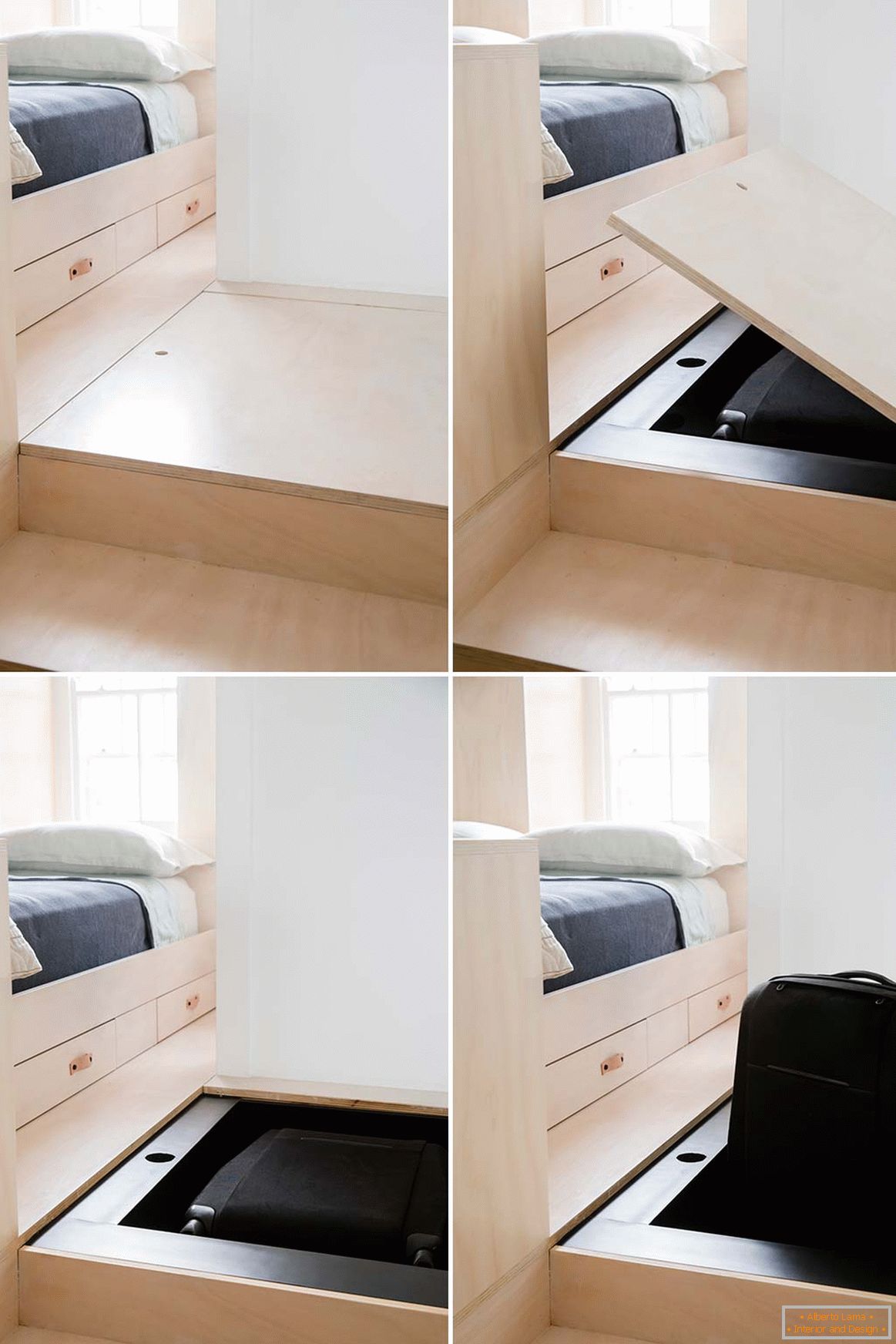 Diseño interior de un pequeño apartamento en Sydney - чемодан в ящике
