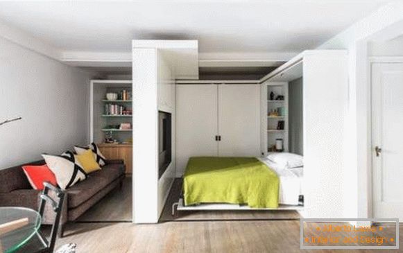 diseño de interiores de un pequeño apartamento de una habitación, foto 2