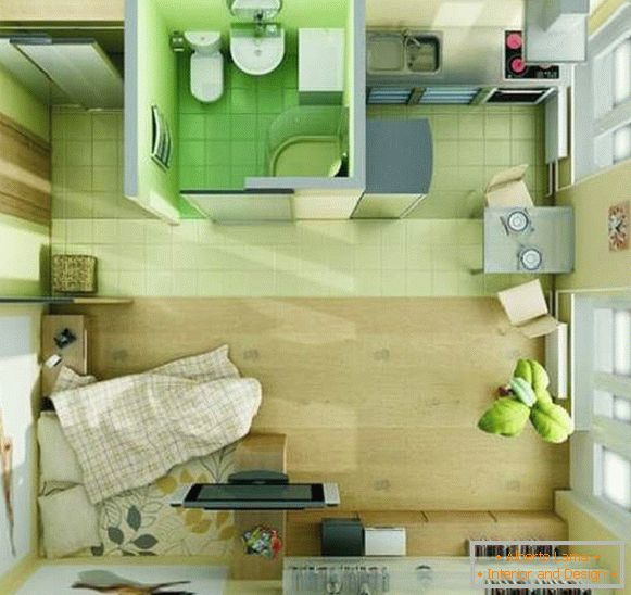 diseño de un pequeño departamento de una habitación, foto 28
