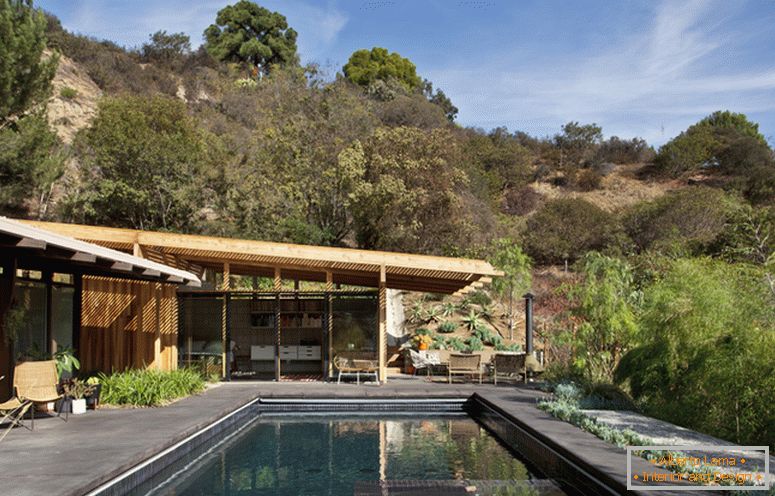 Diseño de una pequeña casa con una piscina