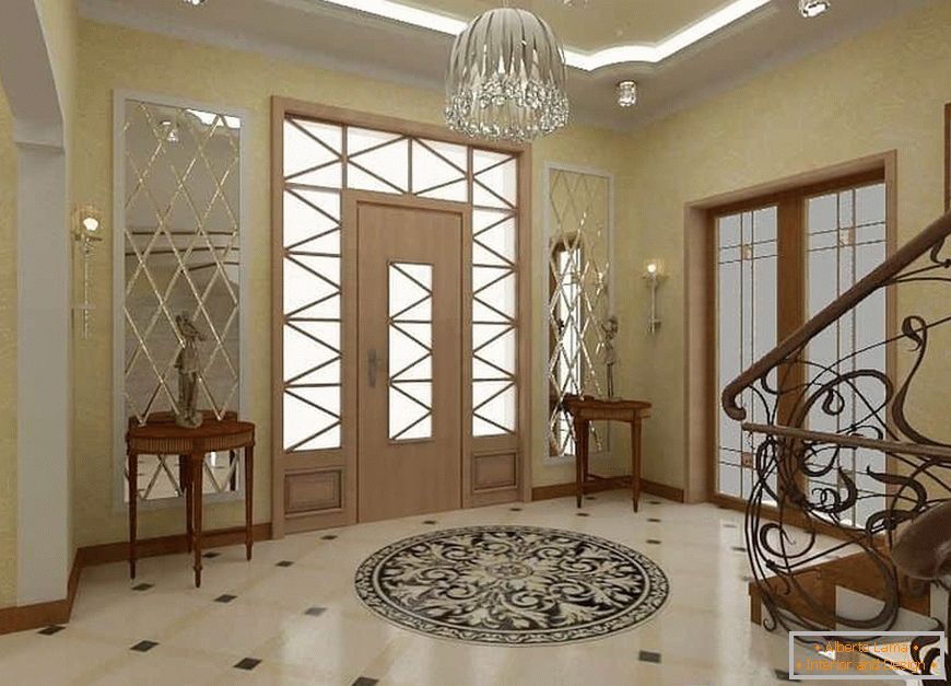 Diseño pasillo-pasillo con una escalera en una casa privada