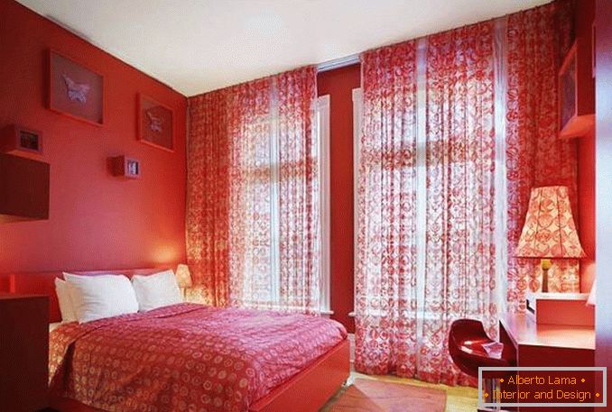 foto de diseño de dormitorio blanco rojo, foto 16