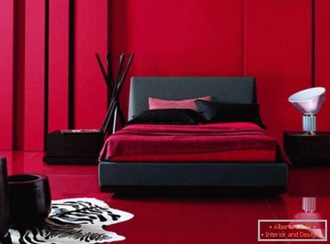 diseño de dormitorio negro y rojo, foto 21