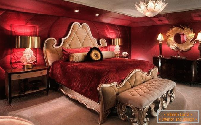 diseño de dormitorio rojo, foto 23