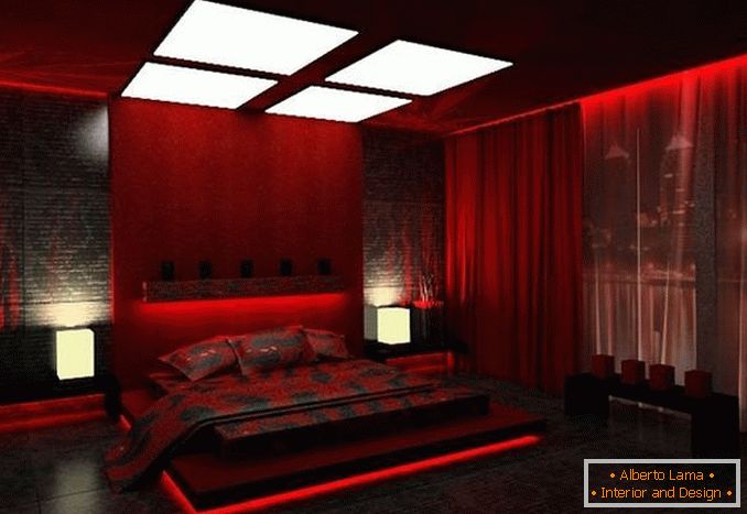 diseño de dormitorio rojo, foto 27