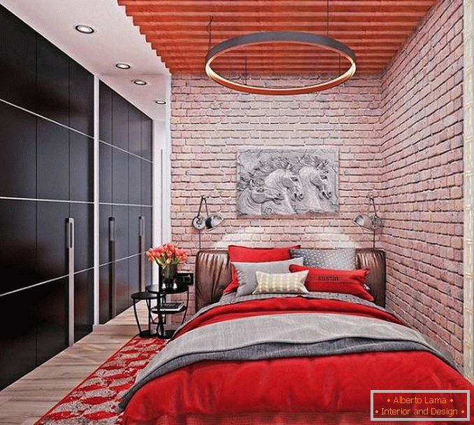 diseño de dormitorio rojo, foto 8
