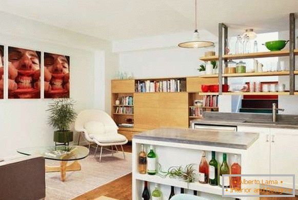 современный diseño de la cocina de la sala de estar, foto 12
