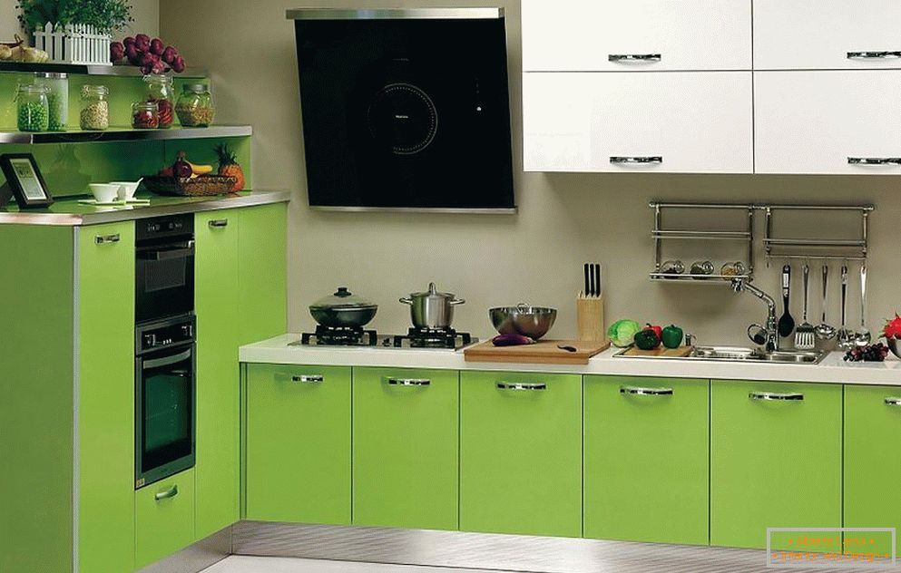 Cocina en color verde claro