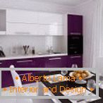 Muebles de cocina con fachada blanco-violeta