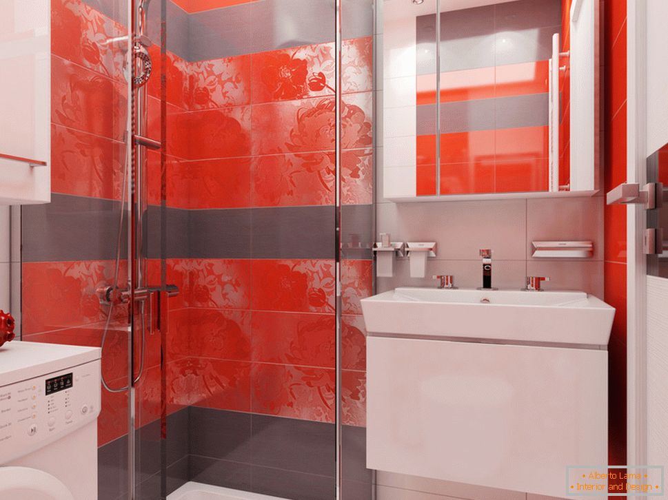 Diseño de baño con acentos rojos - фото 2
