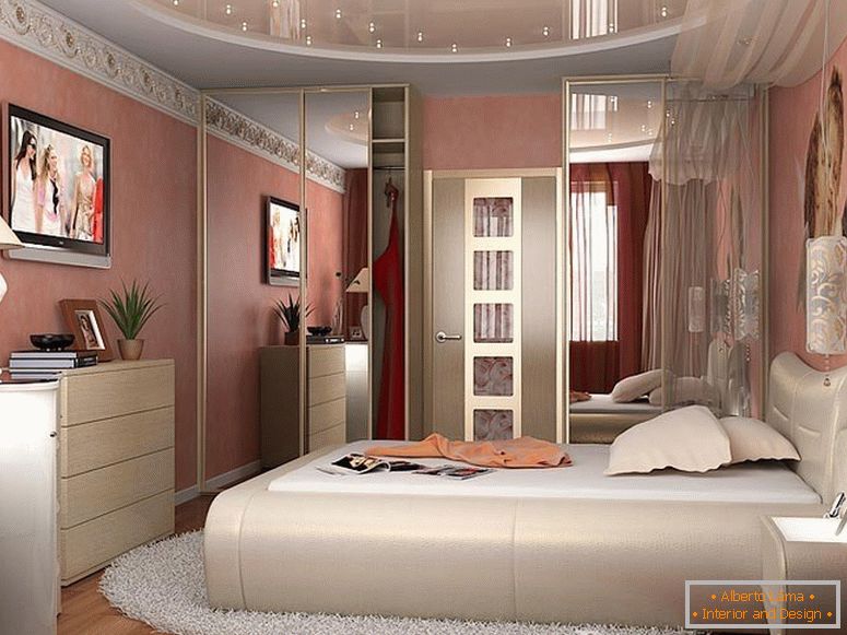 Dormitorio con paredes rosas