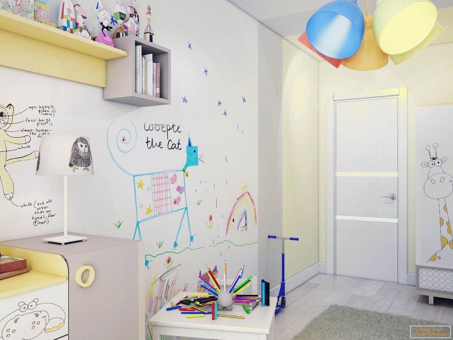 Habitación para niños con un interior ligero