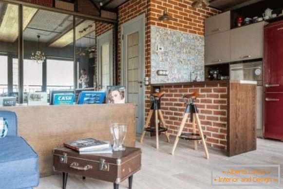 Estudio de diseño estudio de 40 m2 en estilo loft - Foto cocina salón
