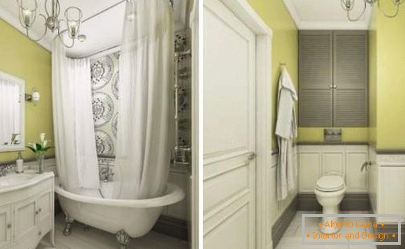 Ideas para el diseño de apartamentos estudio de 40 m2. M - foto de un baño en un estilo clásico
